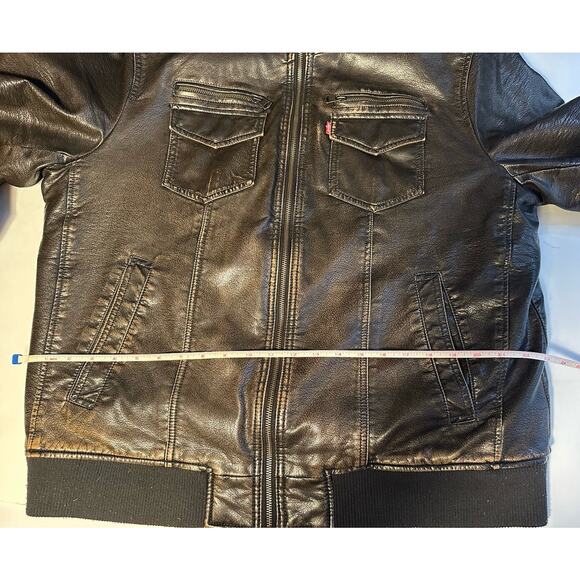 Levi Strauss & Co Brown Feaux Leather Sherpa Lined Zip Up Jacket Men's Size XL - Picture 10 of 12